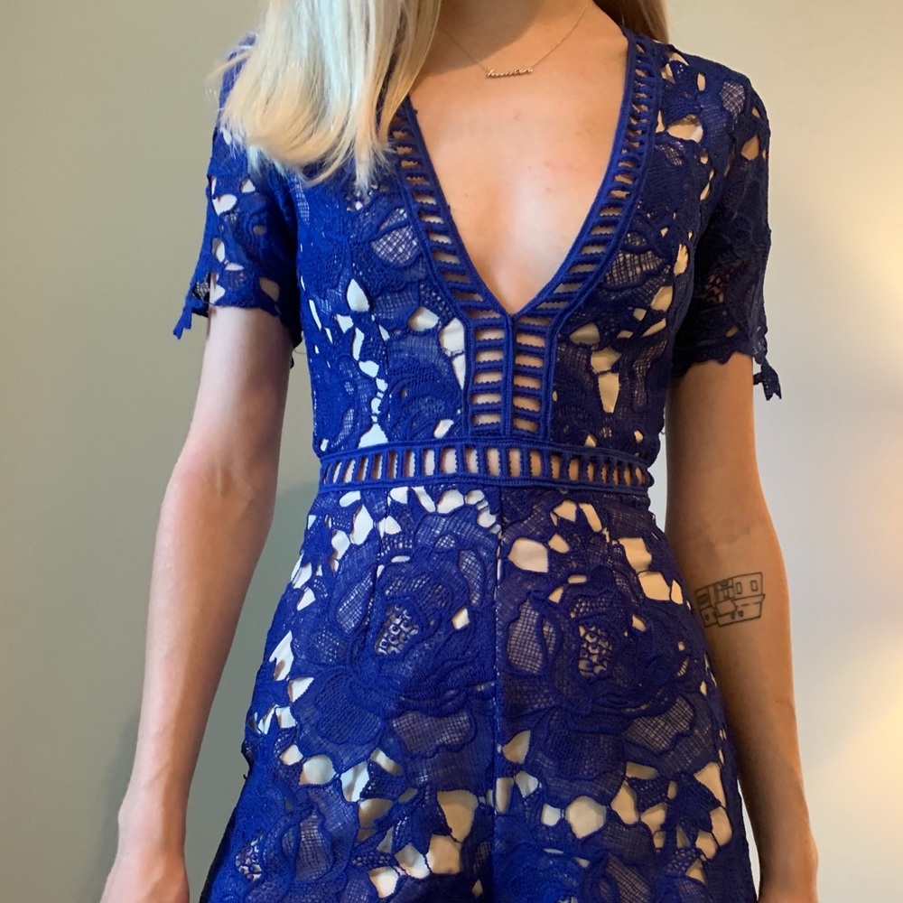 Missguided Cobalt crochet/lace Romper